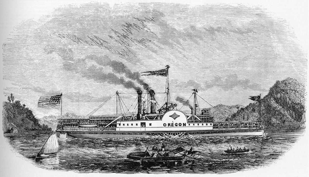 Historia USA: Parowiec - Oregon (rycina) autorstwa Unknown artist
