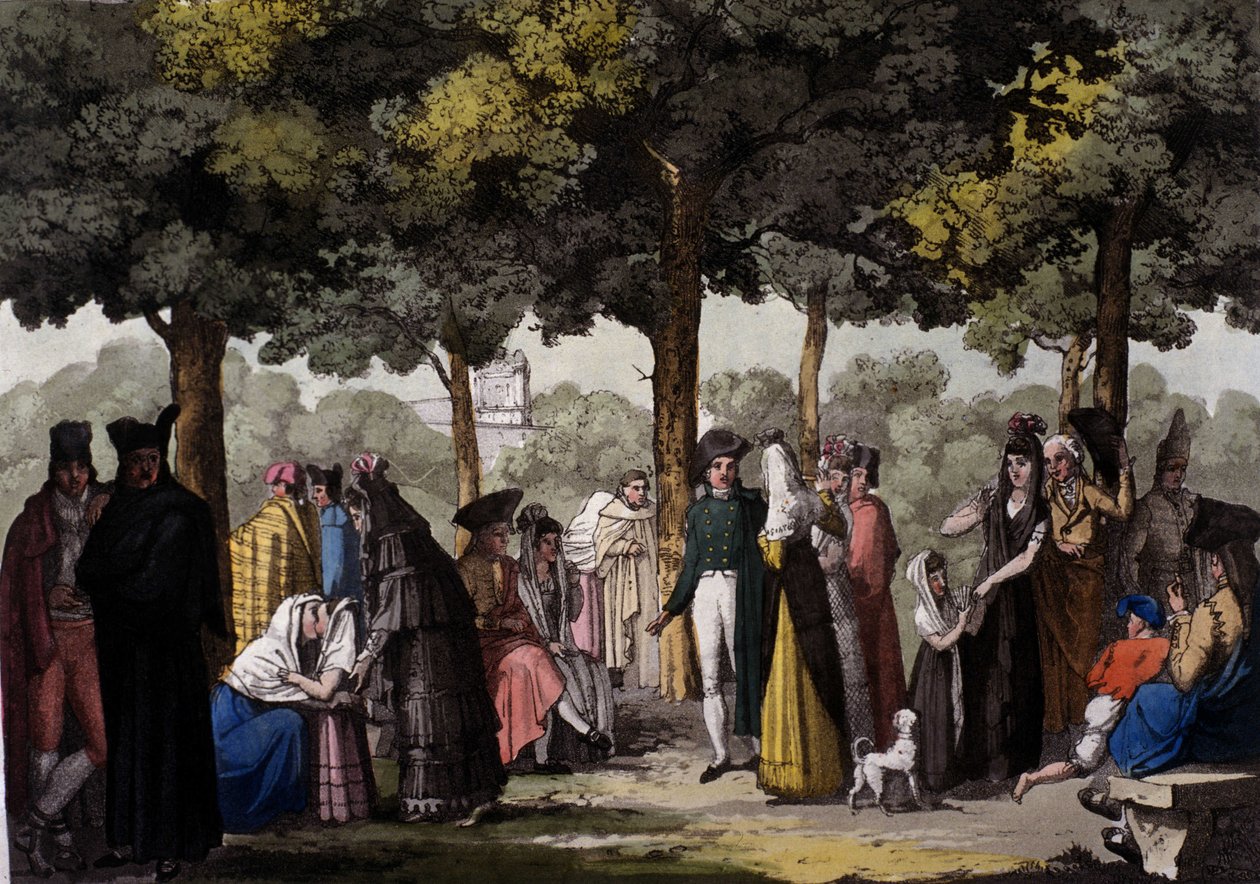 Spaceruj wzdłuż Ramblas w Barcelonie. 1820. autorstwa Unknown artist