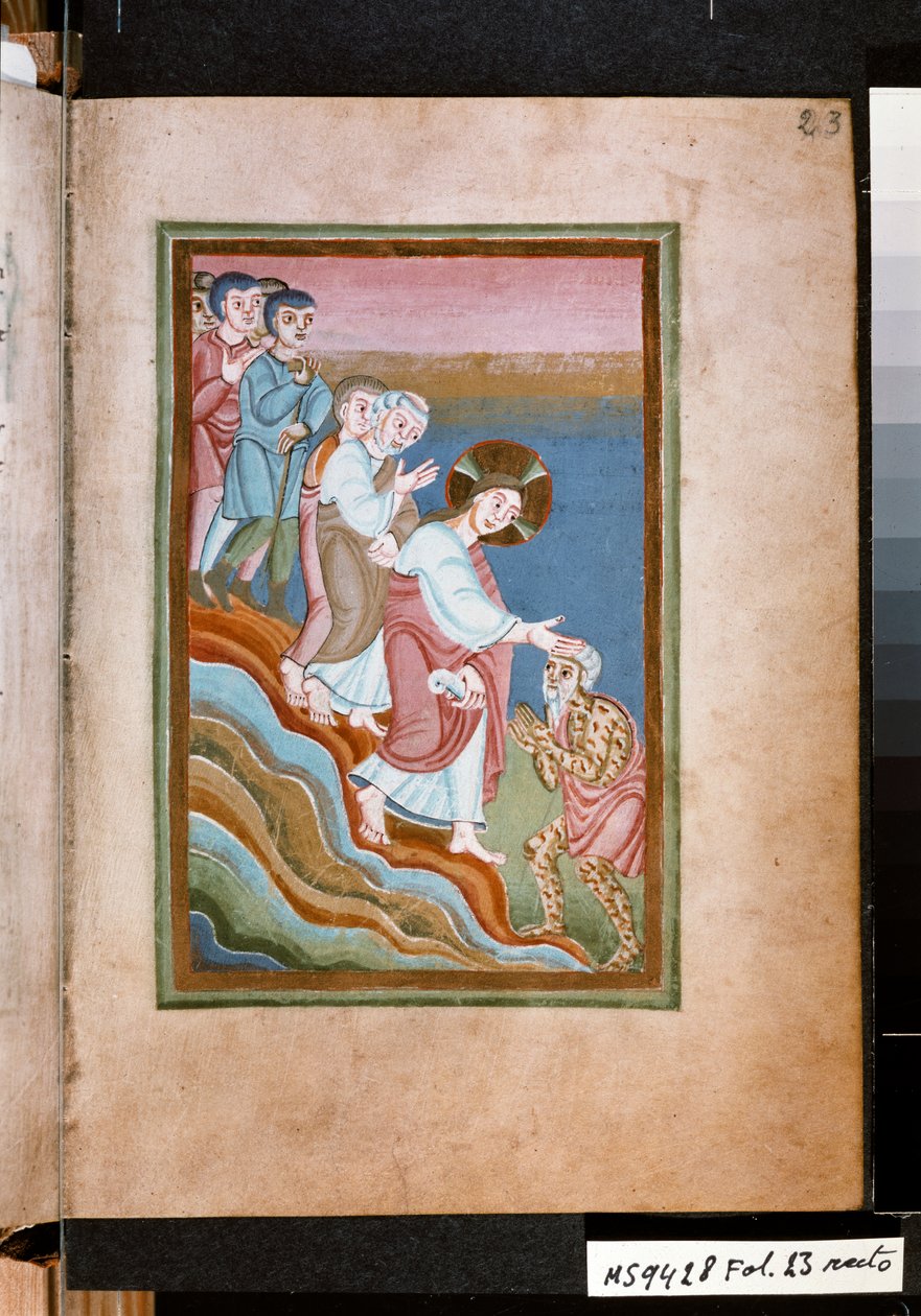 Chrystus uzdrawiający trędowatego, ok. 1035 (miniatura) autorstwa Unknown artist