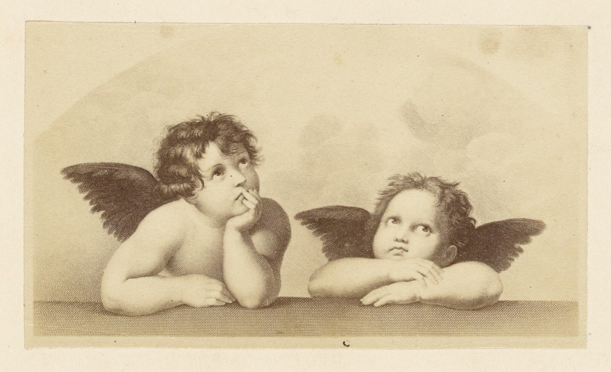 [Detal cherubinów z "Madonny Sykstyńskiej" Rafaela]. autorstwa Unknown artist