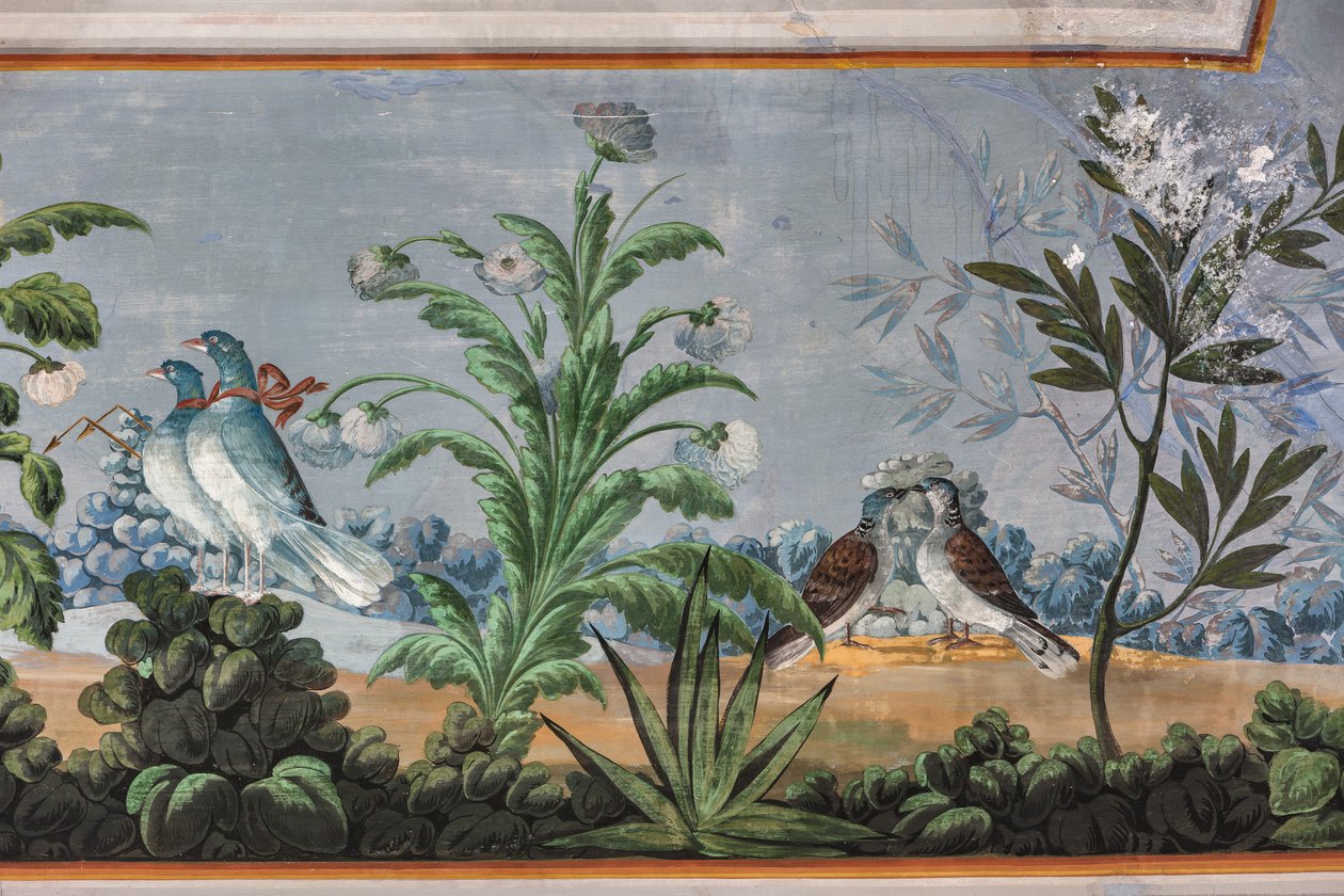 Gołębie i kwiaty, fragment 3743687 (fresk) autorstwa Unknown artist