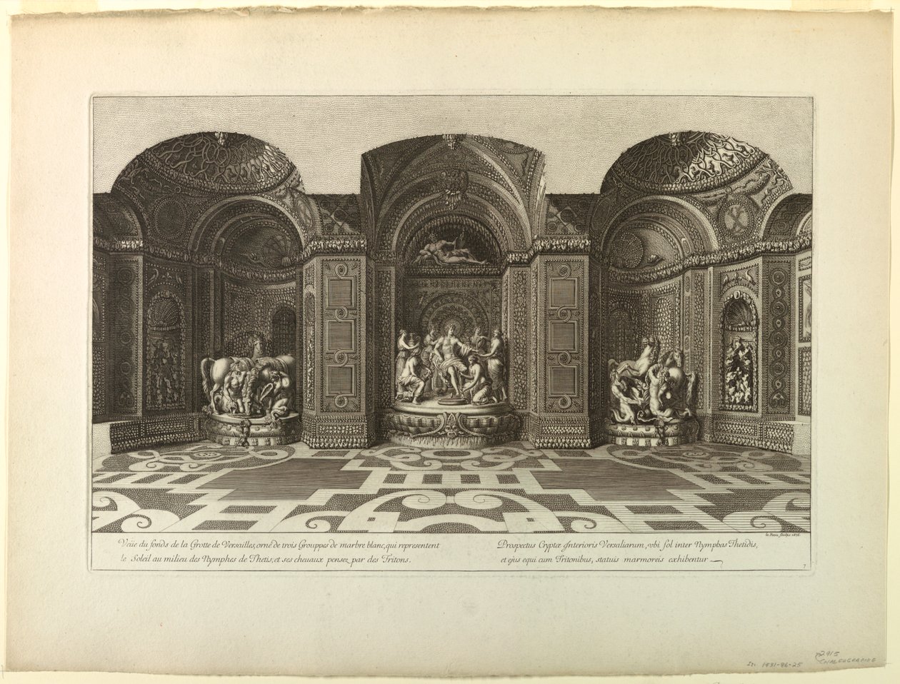 Grawerowanie: Wersal, Grota, Wnętrze. autorstwa Unknown artist