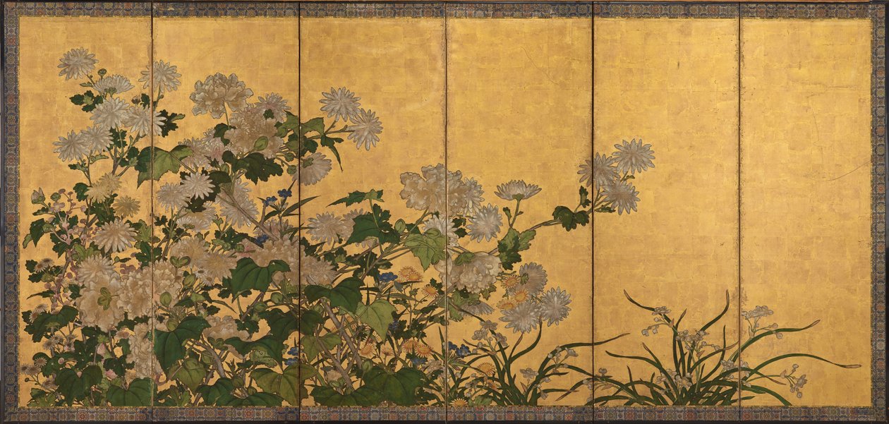 Kwiaty: chryzantemy, piwonie itp. autorstwa Unknown artist