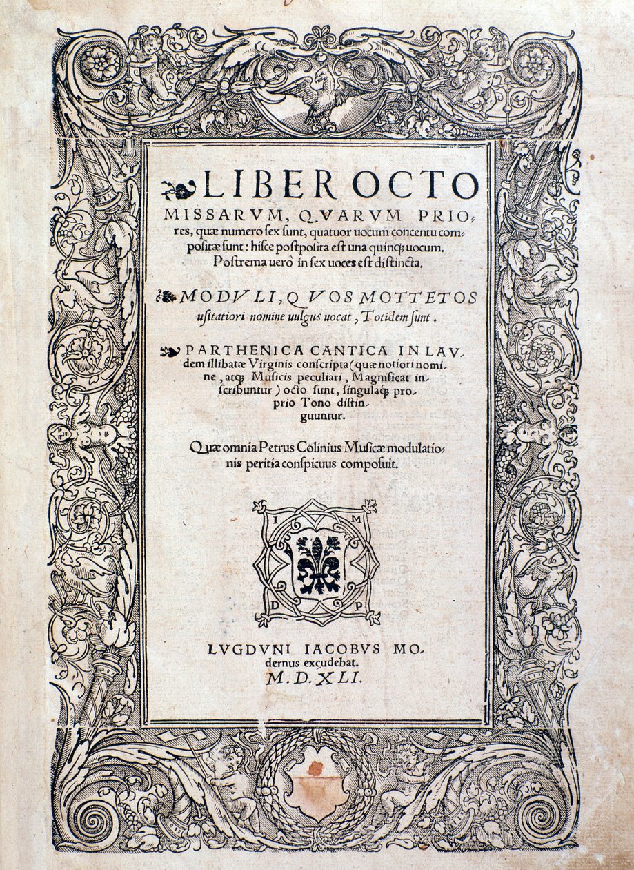 Frontyspis z Liber octo Missarum (1541) autorstwa Unknown artist