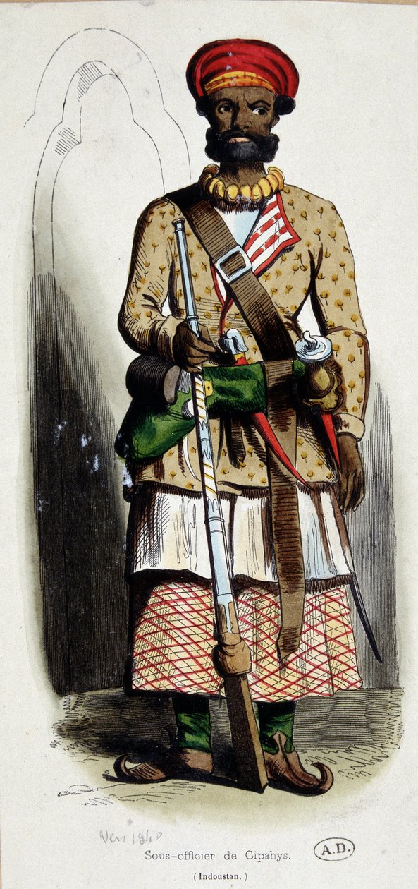 Podoficer (podoficer) cipaye (Indie) - grawer autorstwa Unknown artist