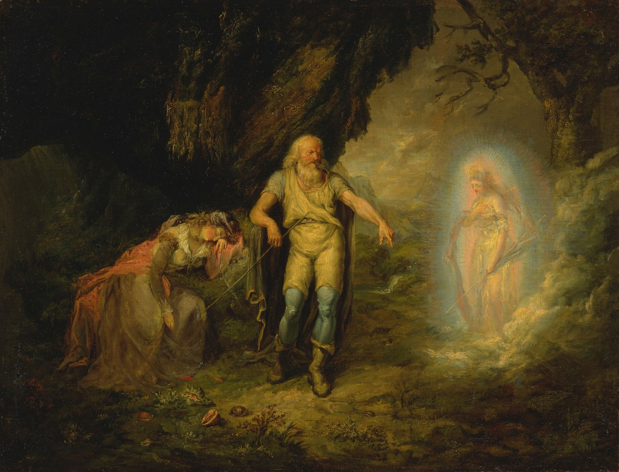 Prospero, Miranda i Ariel z „Burzy” autorstwa Unknown artist
