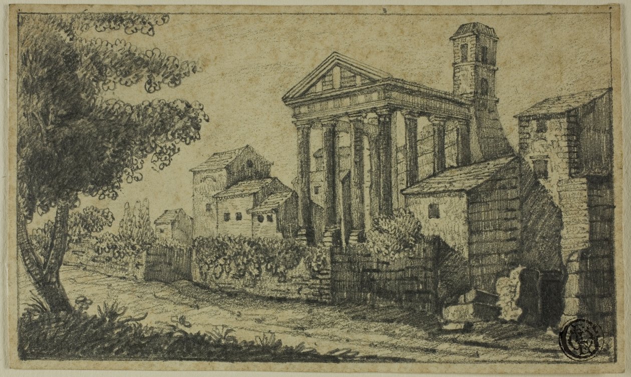 Krajobraz rzeczny z rzymską świątynią autorstwa Unknown artist