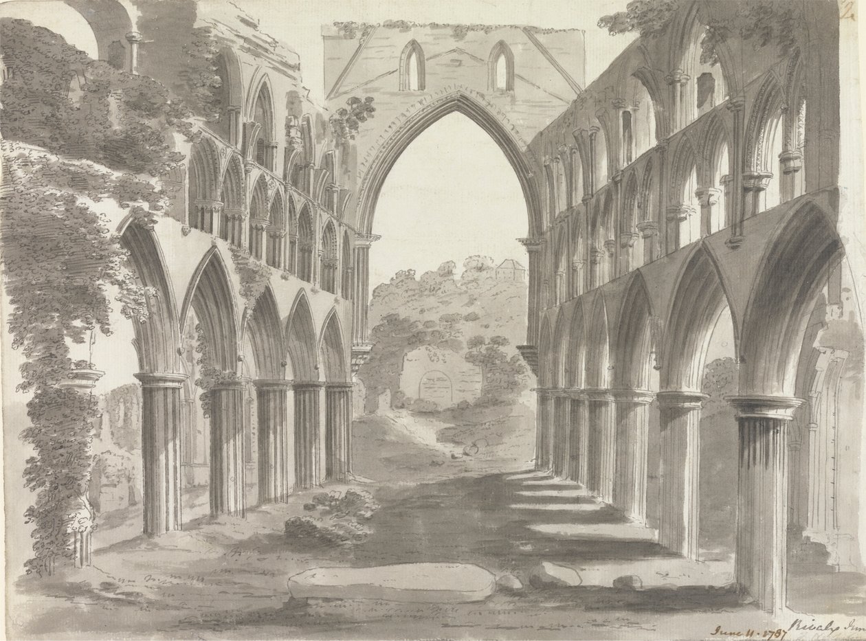 Nawa opactwa Rievaulx, Yorkshire autorstwa Unknown artist