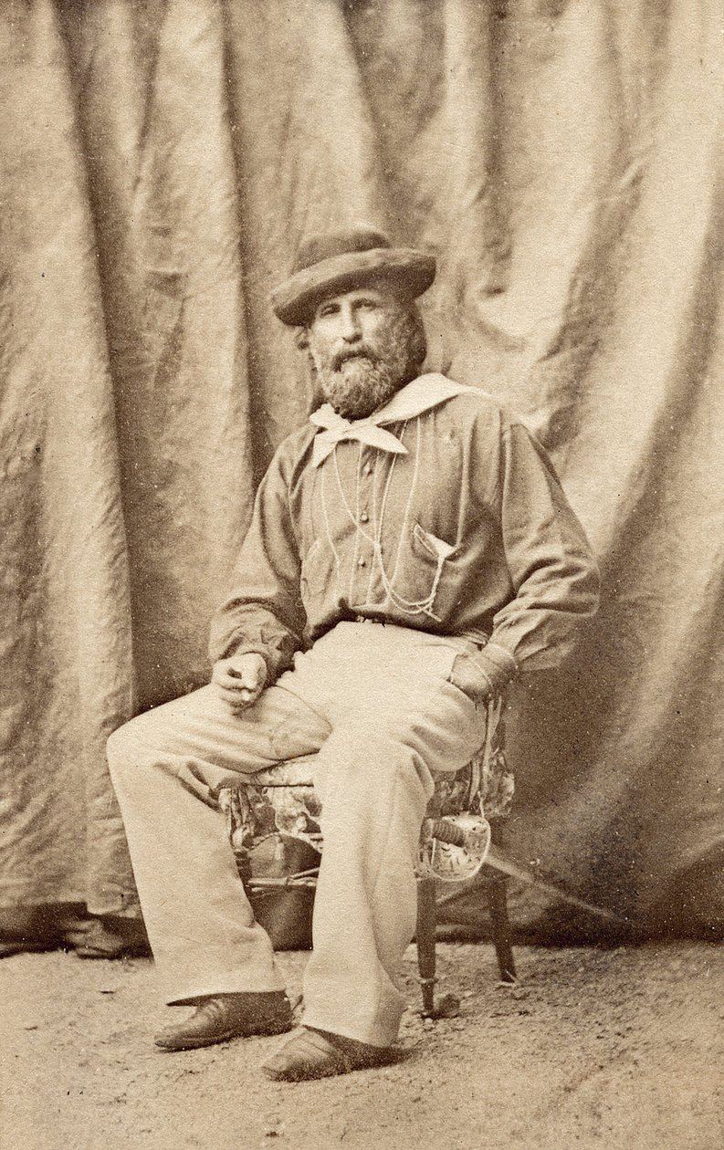 Giuseppe Garibaldi w Casercie w 1860 r. autorstwa Unknown photographer
