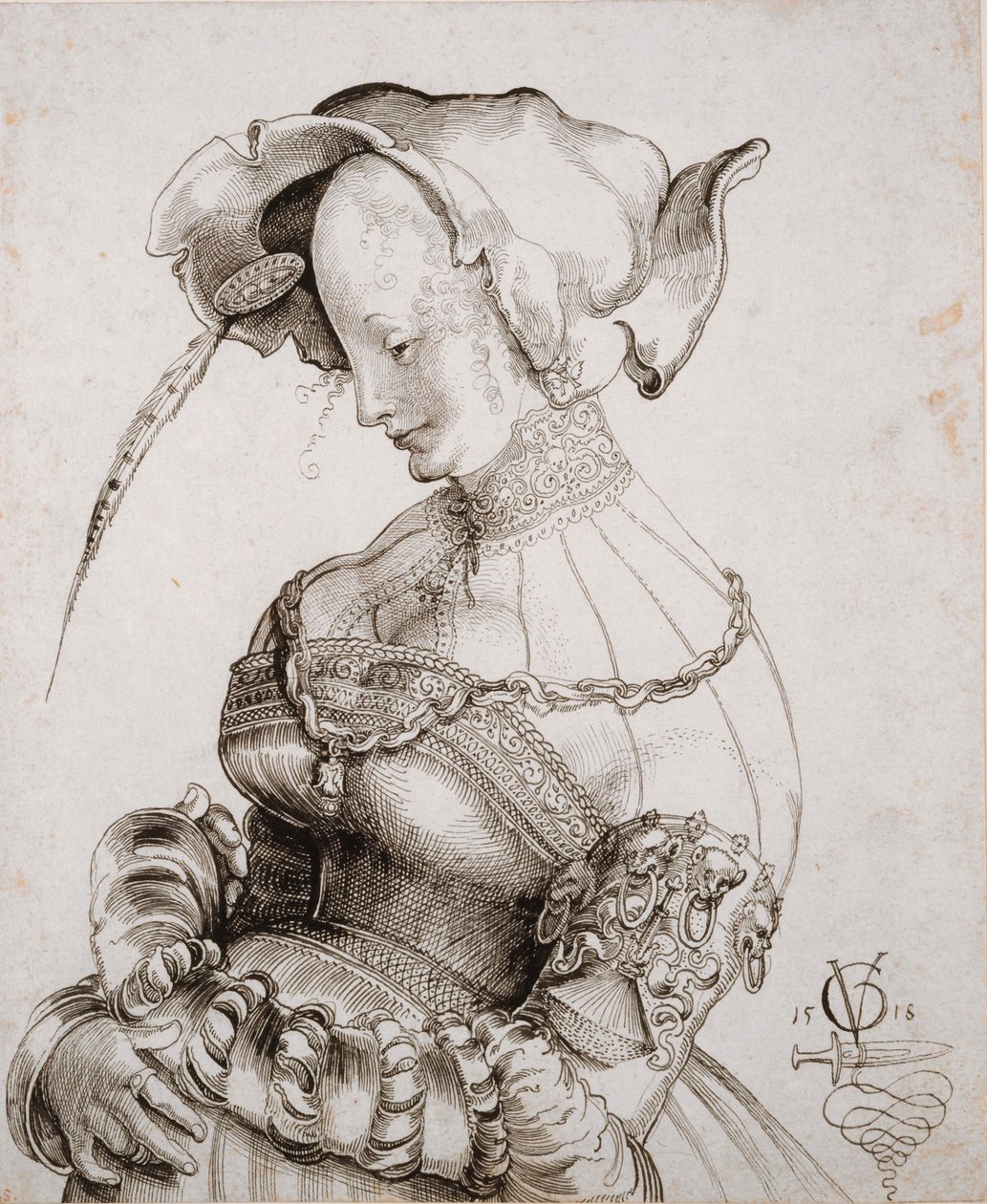 Prostytutka w połowie figury, 1518. autorstwa Urs Graf