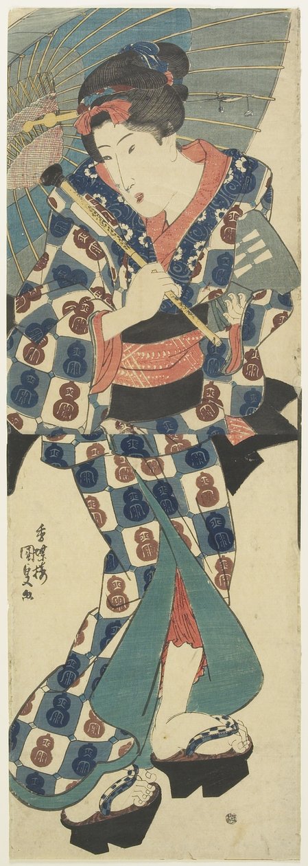 (Młoda dziewczyna z parasolką), ok. godz. 1830-1844 autorstwa Utagawa Kunisada