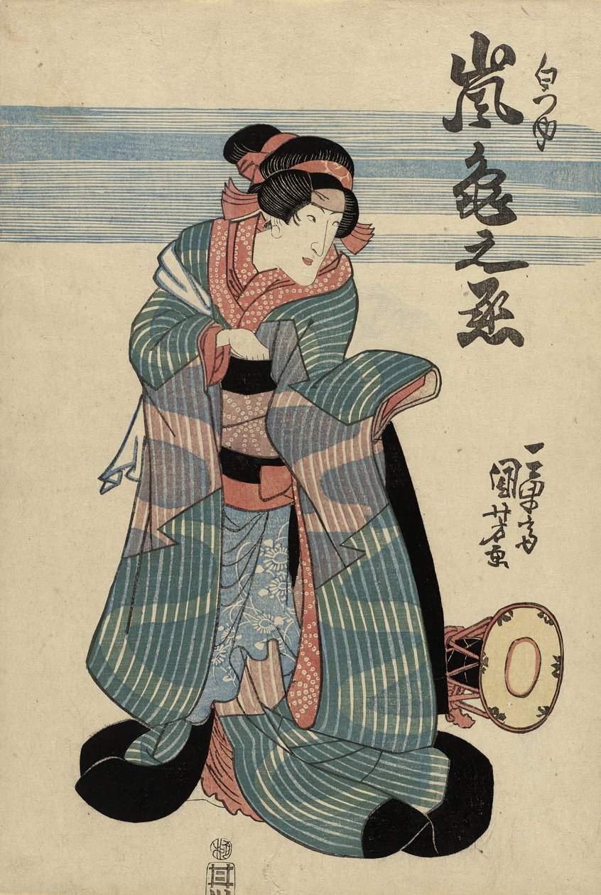 Aktor Arashi Kamenojo II jako Shiratsuyu, ok. 1840 (kolorowy drzeworyt) autorstwa Utagawa Kuniyoshi