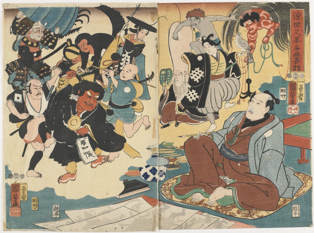 Cud słynnych obrazów Ukiyo Matahei, czerwiec 1853 r. autorstwa Utagawa Kuniyoshi