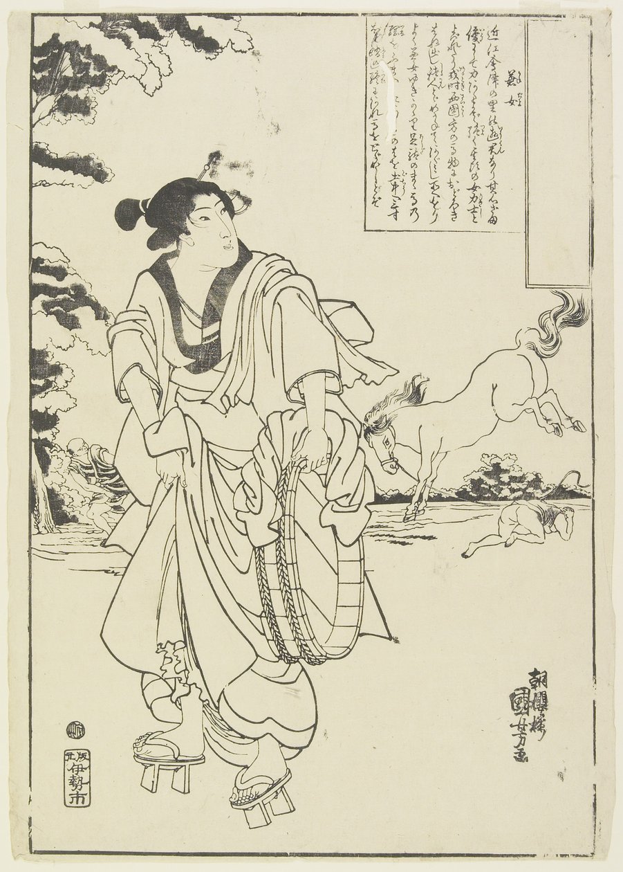 Kobieta-zapaśnik , 1843-1847 autorstwa Utagawa Kuniyoshi