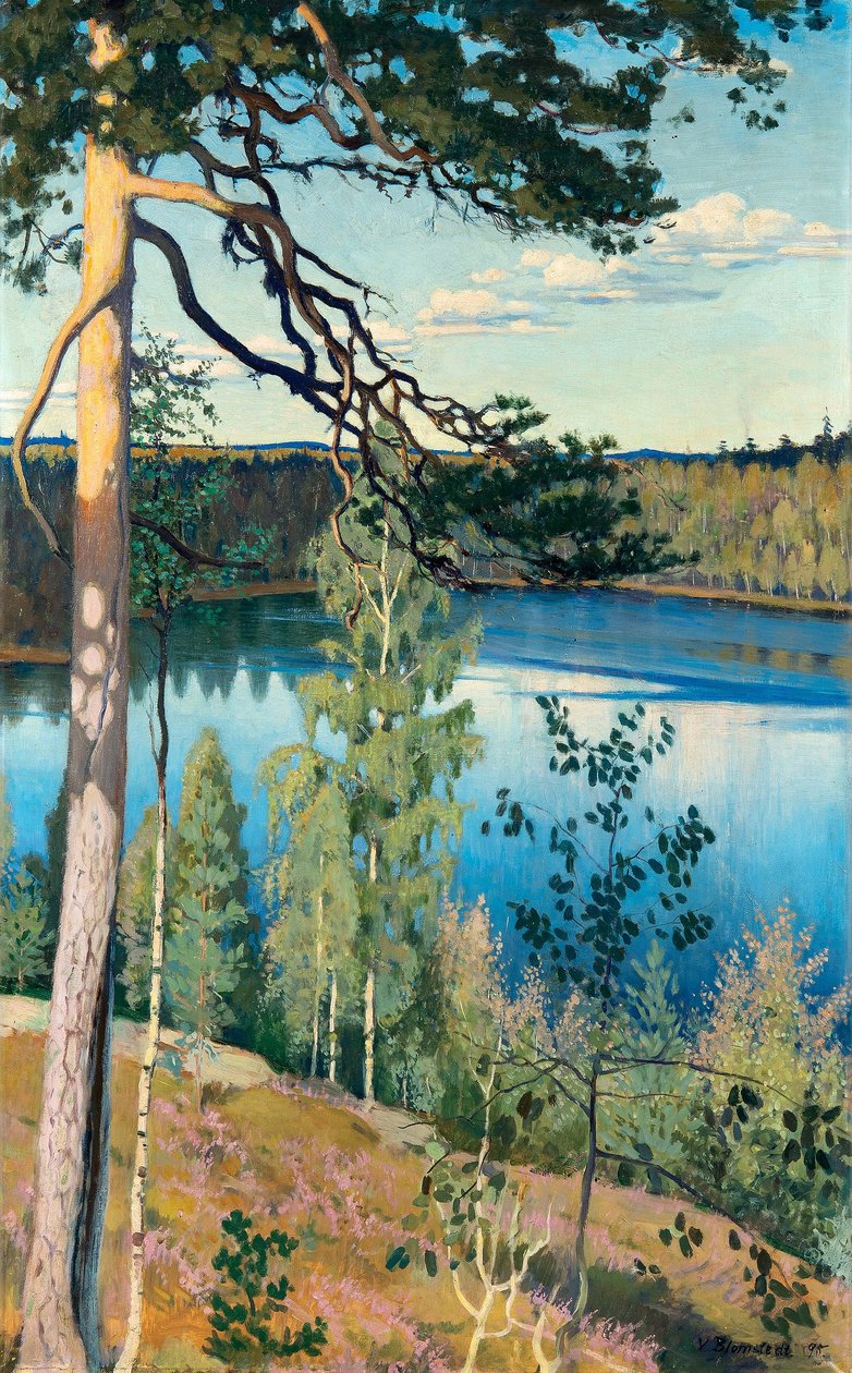 Eramaan jarvinangielski: Lake in the WildernessnSvenska: Sjo i odemarkann autorstwa Vaino Blomstedt