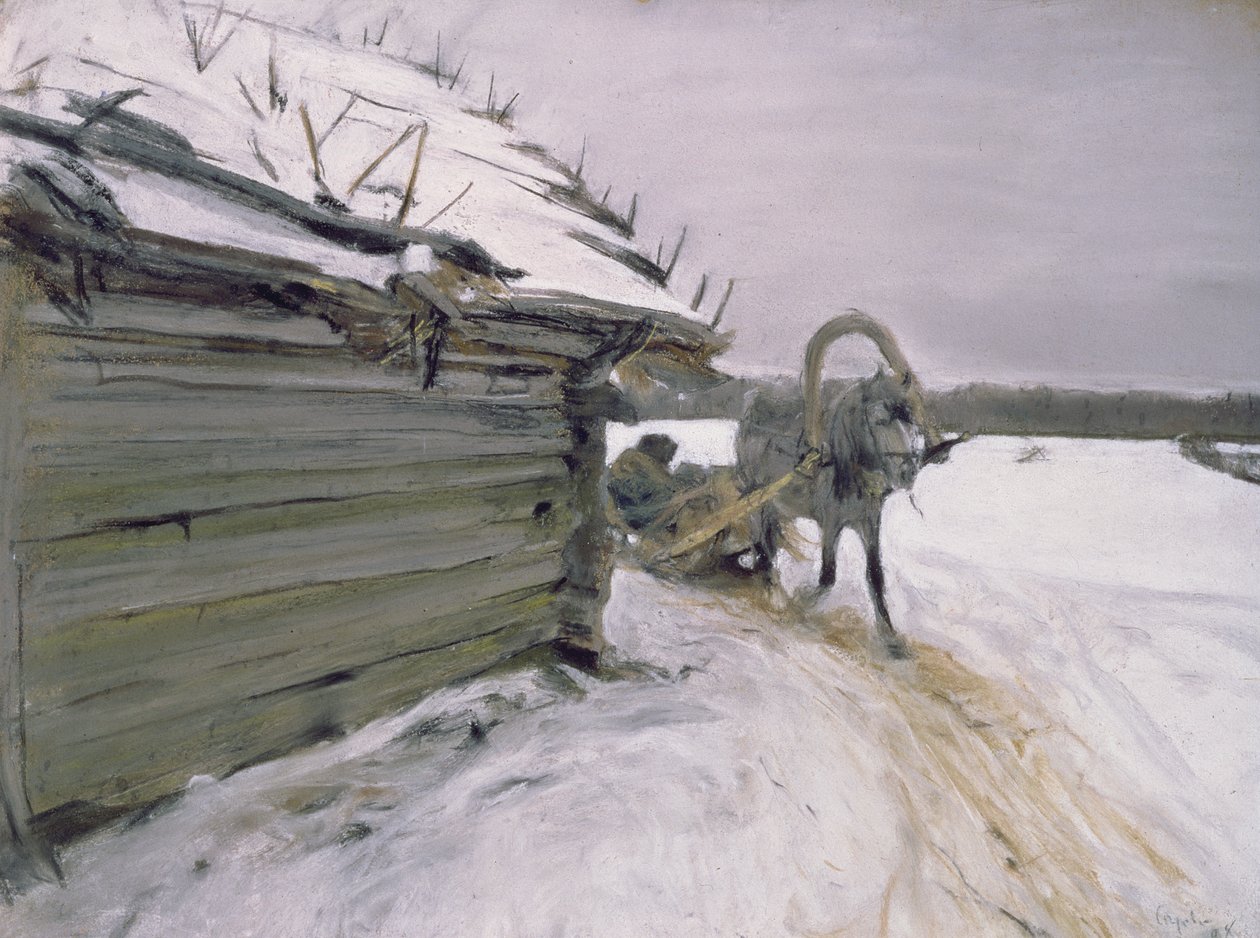 Zimą 1898 (pastel i gwasz na tekturze) autorstwa Valentin Aleksandrovich Serov