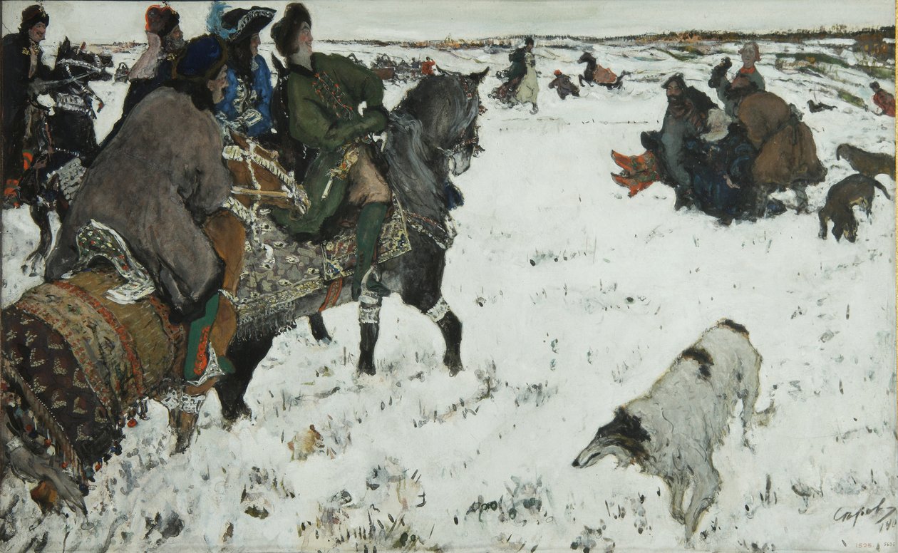 Piotr I na polowaniu, 1902 autorstwa Valentin Aleksandrovich Serov