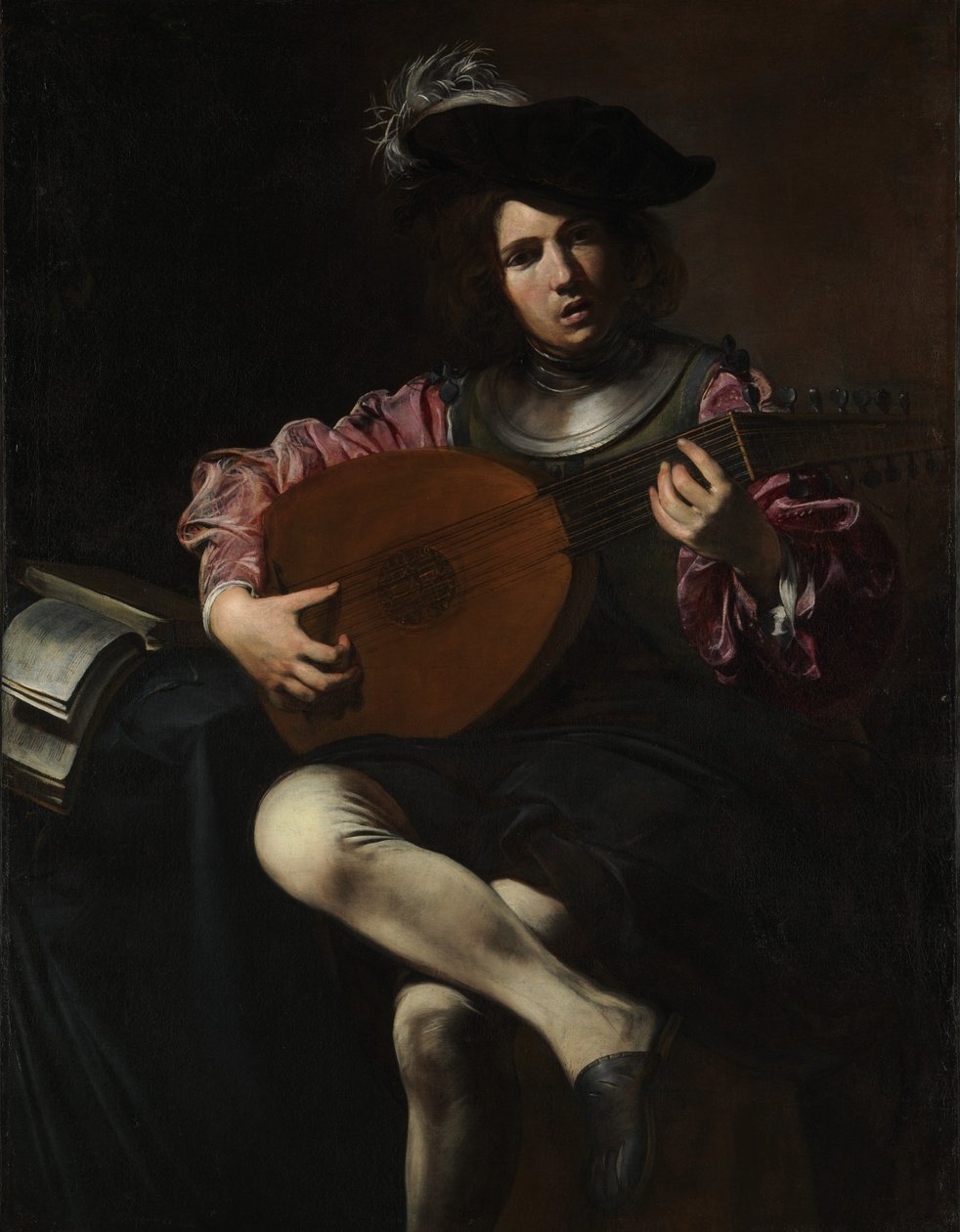 Lutniarz, ok. 1625-26 (olej na płótnie) autorstwa Valentin de Boulogne