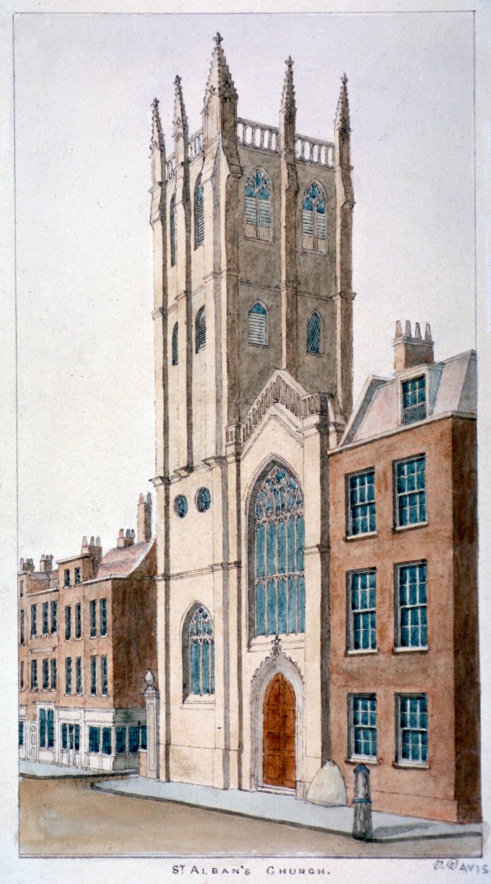 Kościół św. Albana, Wood Street, Londyn, 1824. autorstwa Valentine Davis