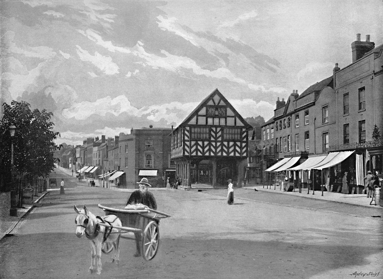 Rynek, Ledbury, c1896 autorstwa Valentine and Sons Ltd