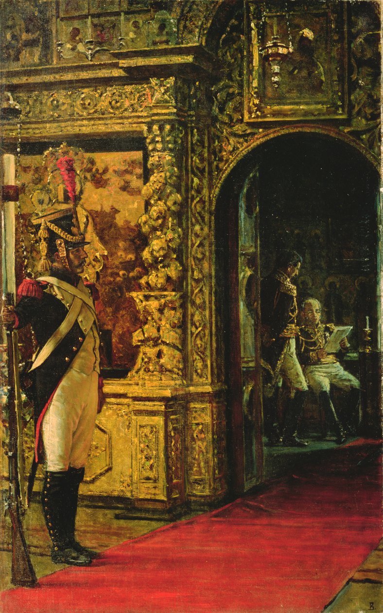 Marszałek Davout w klasztorze Chudov, Kreml moskiewski, 1900 autorstwa Vasili Vasilievich Vereshchagin