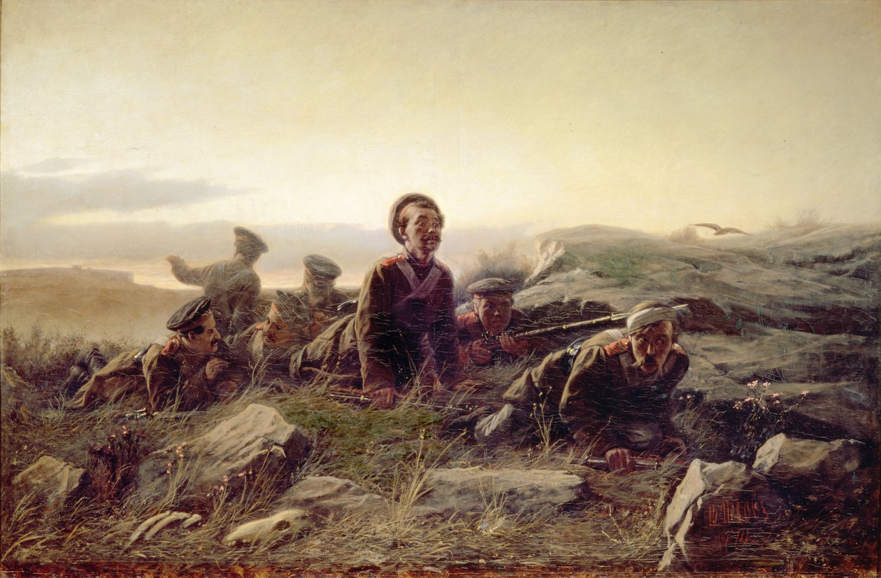 Plastuny w Sewastopolu, 1874 autorstwa Vasili Grigorevich Perov