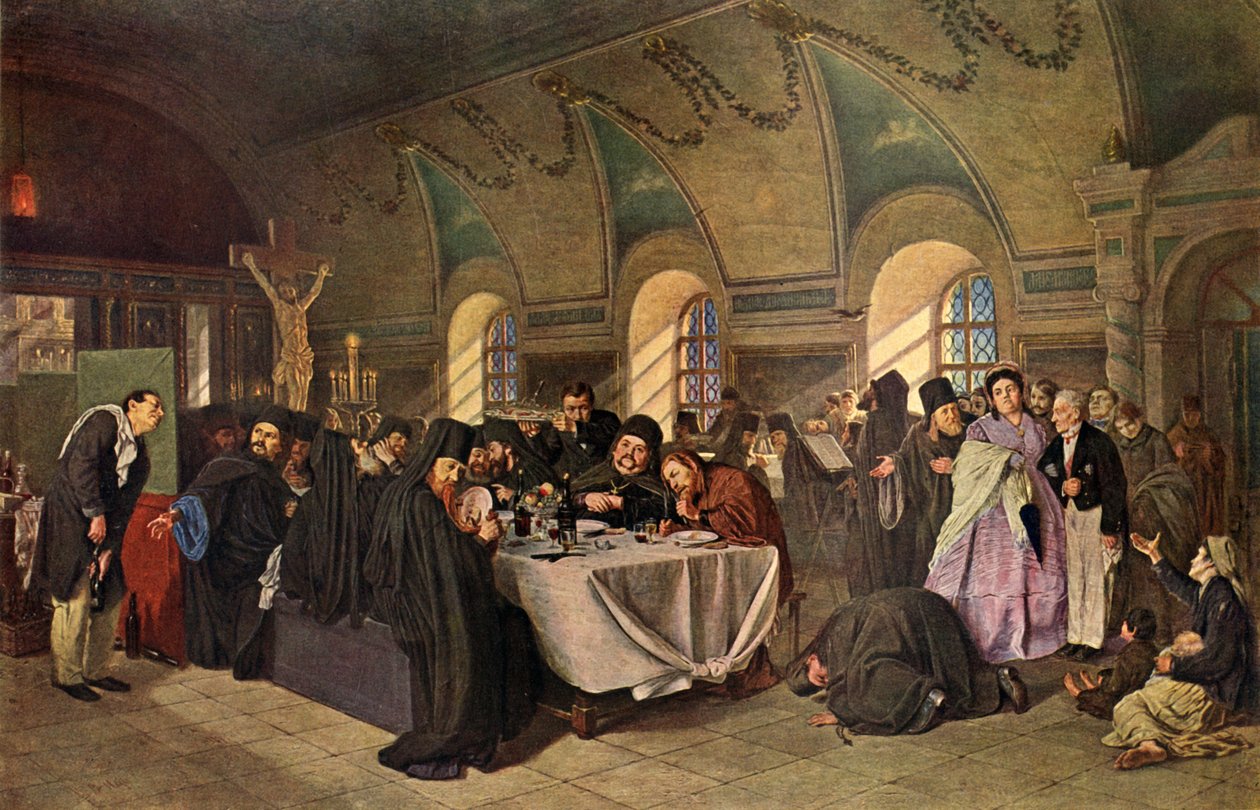 „Poczęstunek w klasztorze”, 1865-1875, 1939. autorstwa Vasily Perov