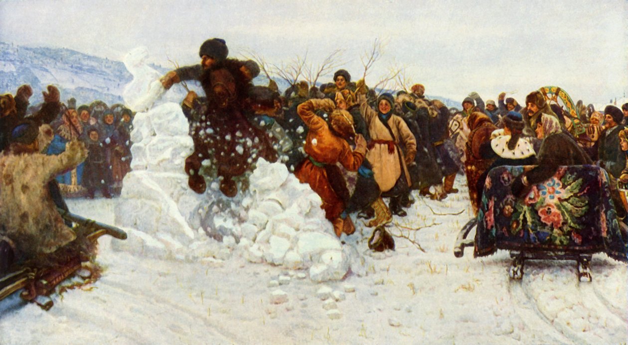 Zabierając Małe Śnieżne Miasteczko, 1891, 1965. autorstwa Vasily Surikov