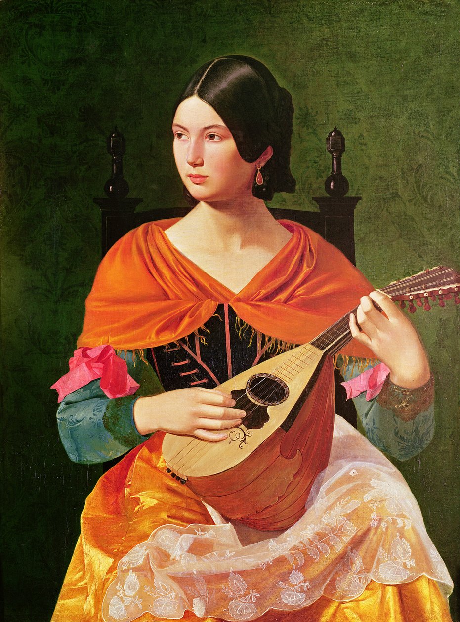 ځوانه ښځه د مینډولین سره، 1845-47 پولی autorstwa Vekoslav Karas
