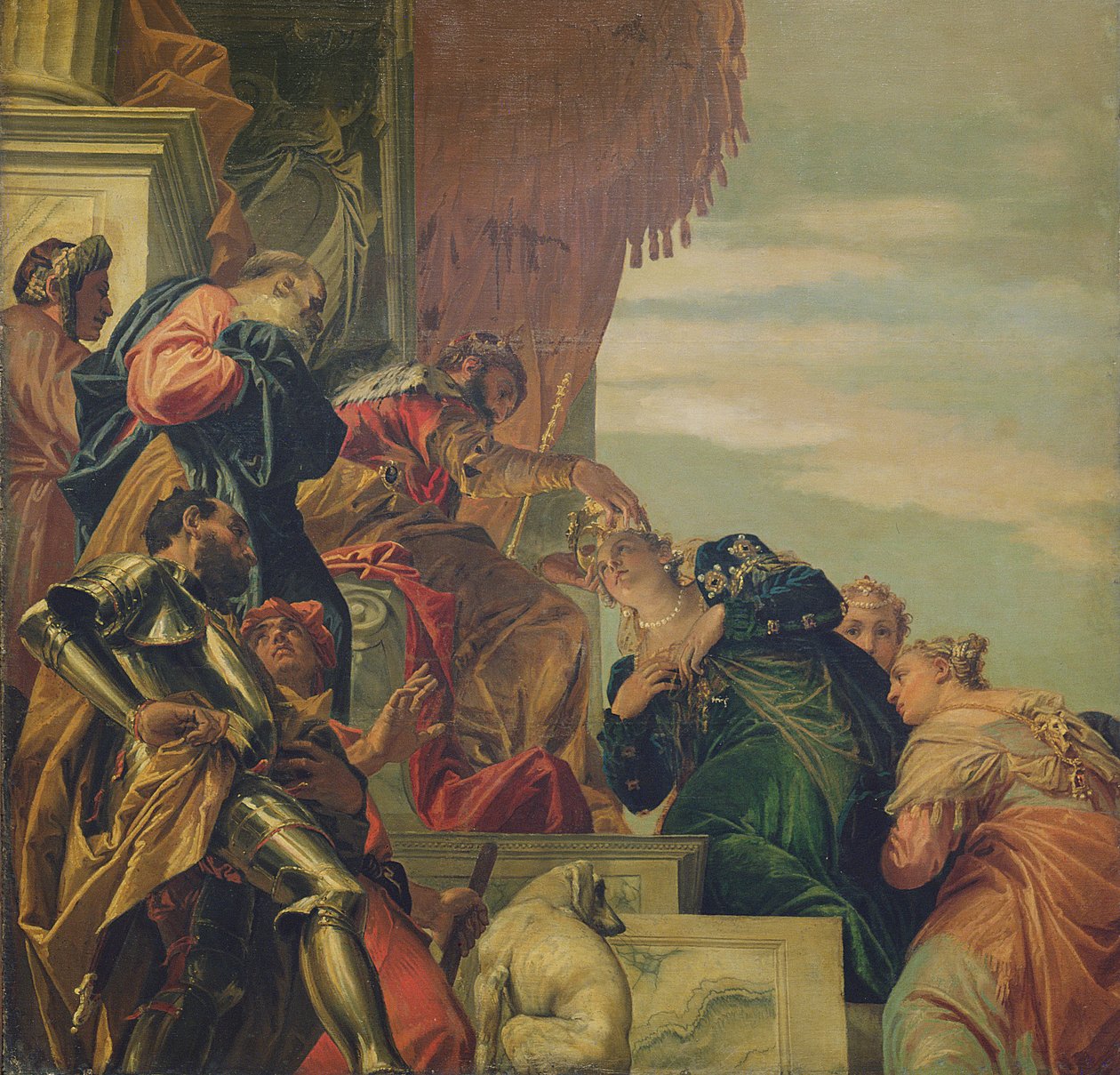 Król Aswerus Korony Estery, 1556 (część sufitu) autorstwa Paolo Veronese