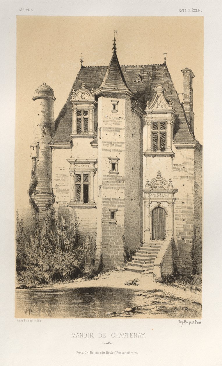 ...Pl.15, Dwór Chastenay Sarthe, 1860. autorstwa Victor Petit