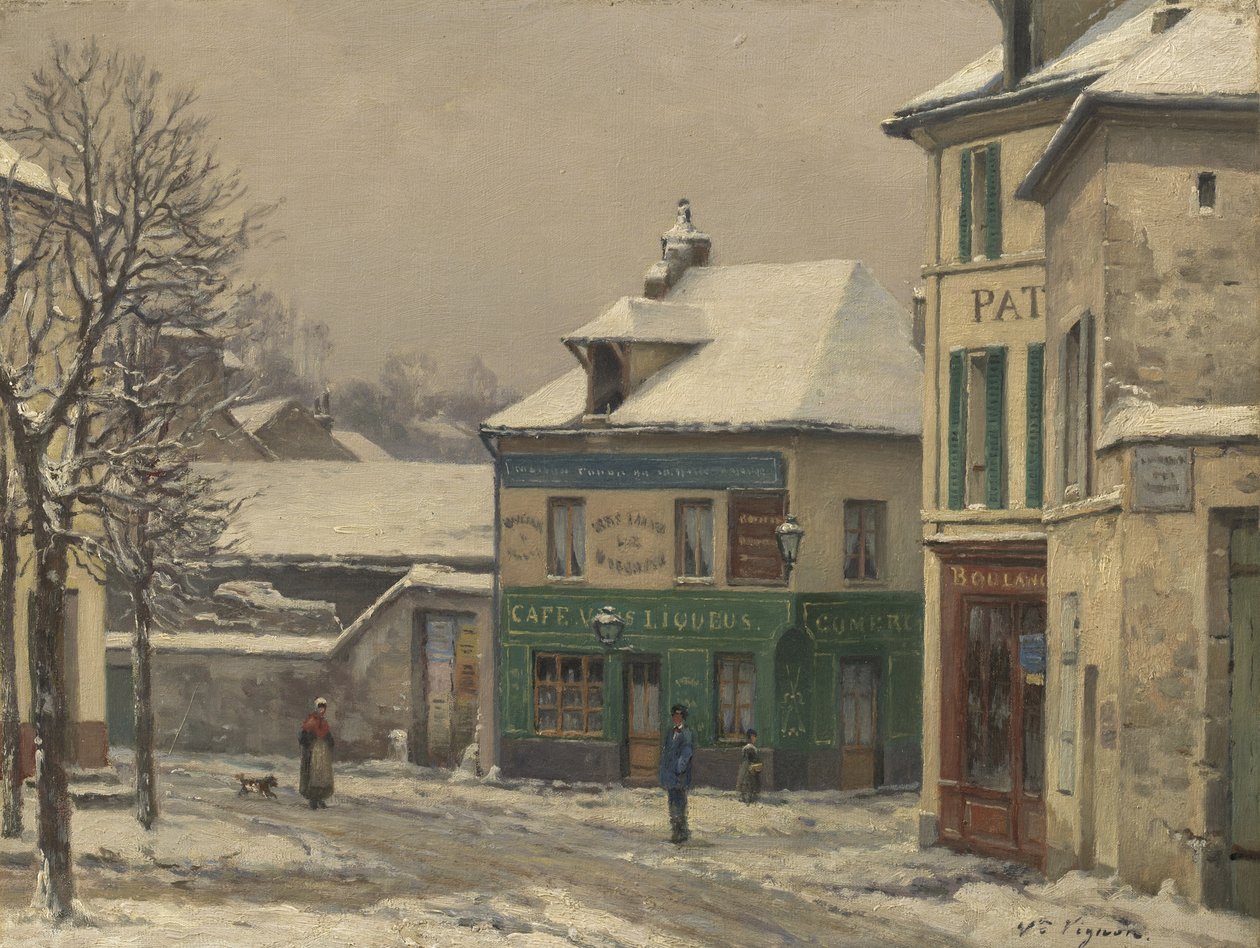 Efekt śniegu na przedmieściach, ok. 1875-85 autorstwa Victor Vignon
