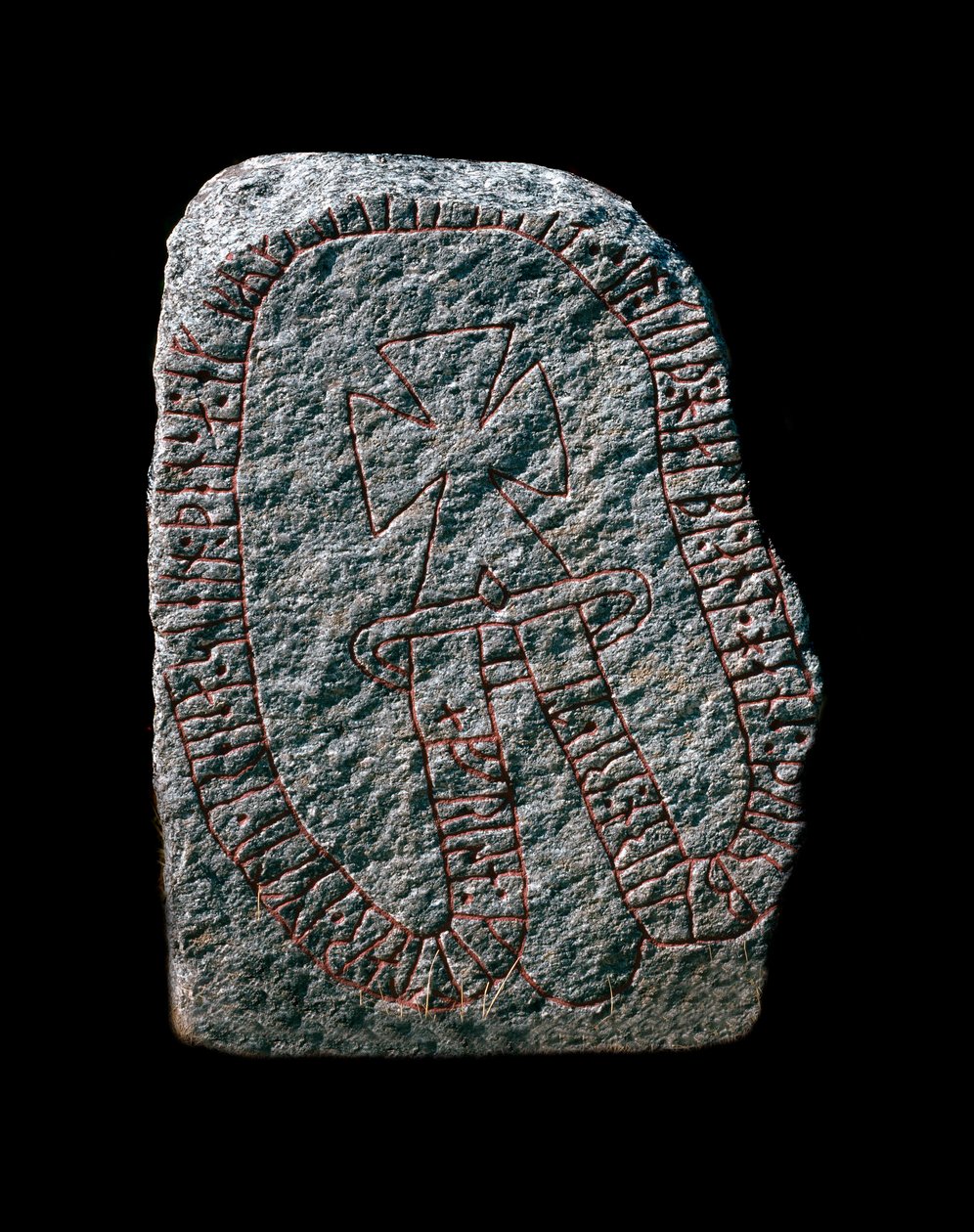 Wiking: Kamień runiczny z krzyżowym graffiti. X wiek. autorstwa Viking