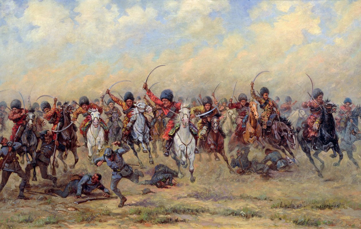 Atak „Dywizji Dzikich” na piechotę austriacką, 1916-17 autorstwa Viktor Viketyevich Masurovsky