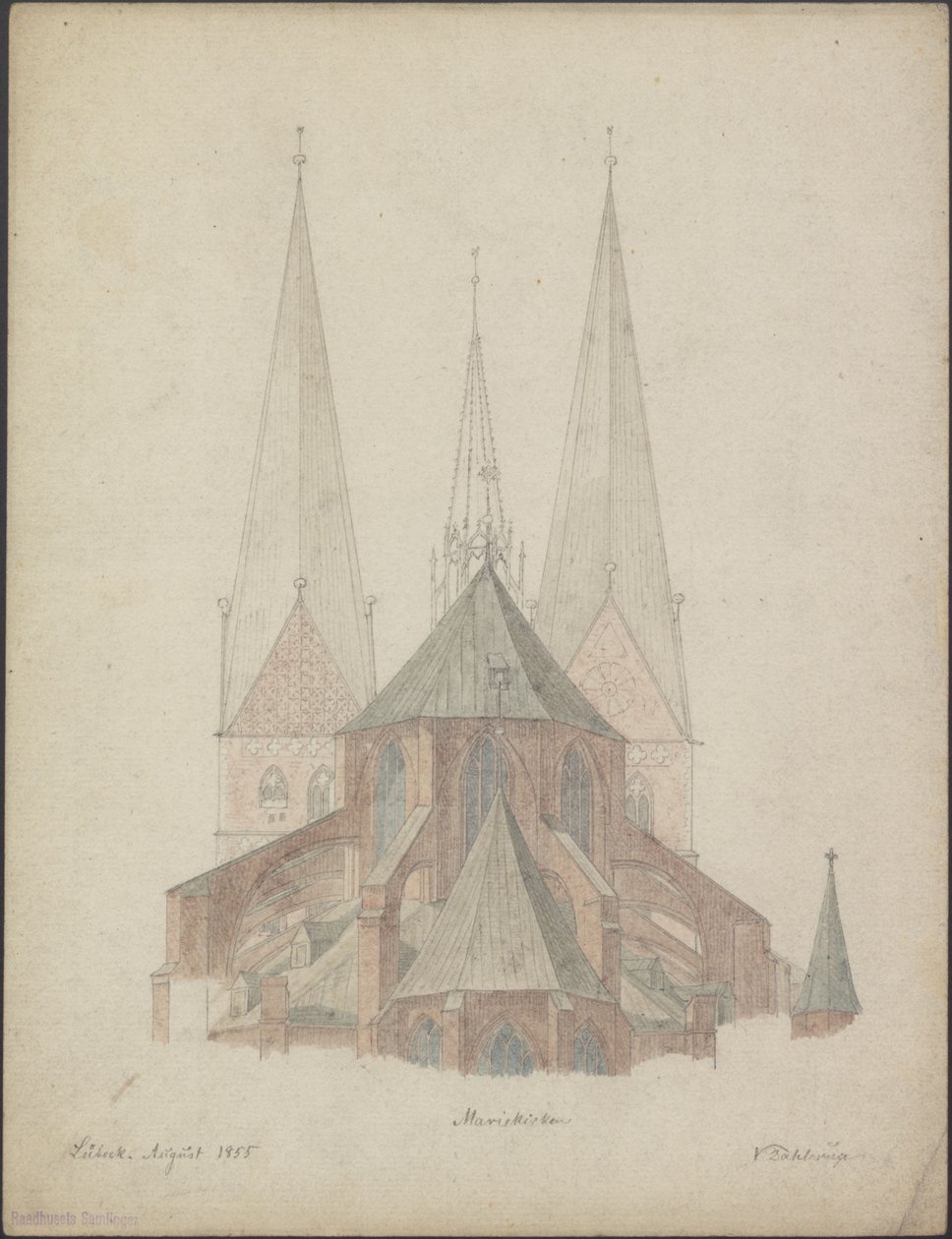 St. Marienkirche w Lubece (1855) autorstwa Vilhelm Dahlerup
