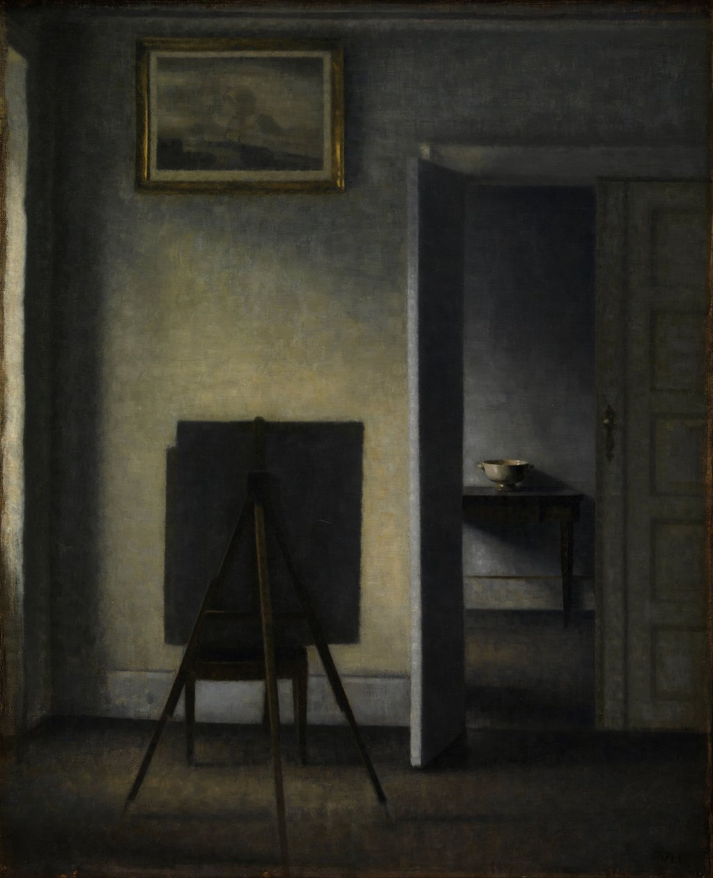 Wnętrze ze sztalugą artysty, 1910. autorstwa Vilhelm Hammershøi