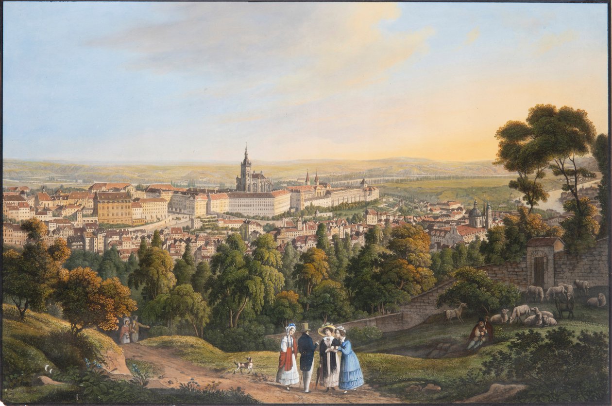 Dzielnica Zamku Praskiego Hradczany, ok. 1900 r. 1830. autorstwa Vincenc Morstadt