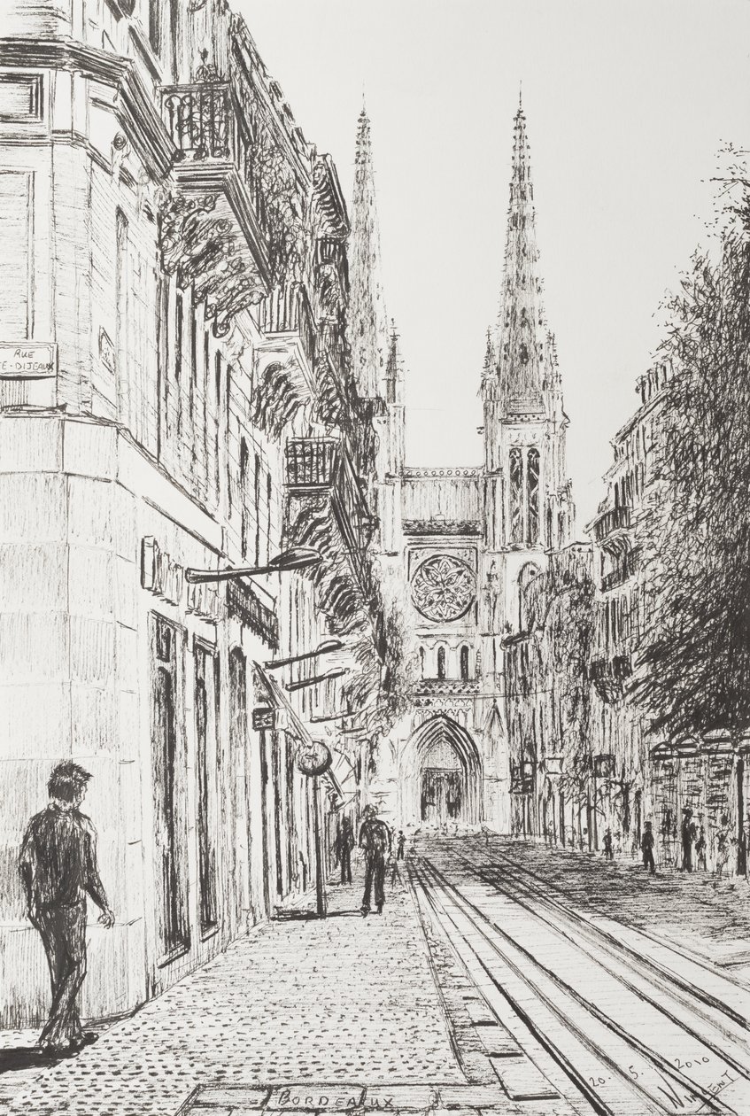 Bordeaux, Francja, 2010, (Tusz na papierze) autorstwa Vincent Alexander Booth