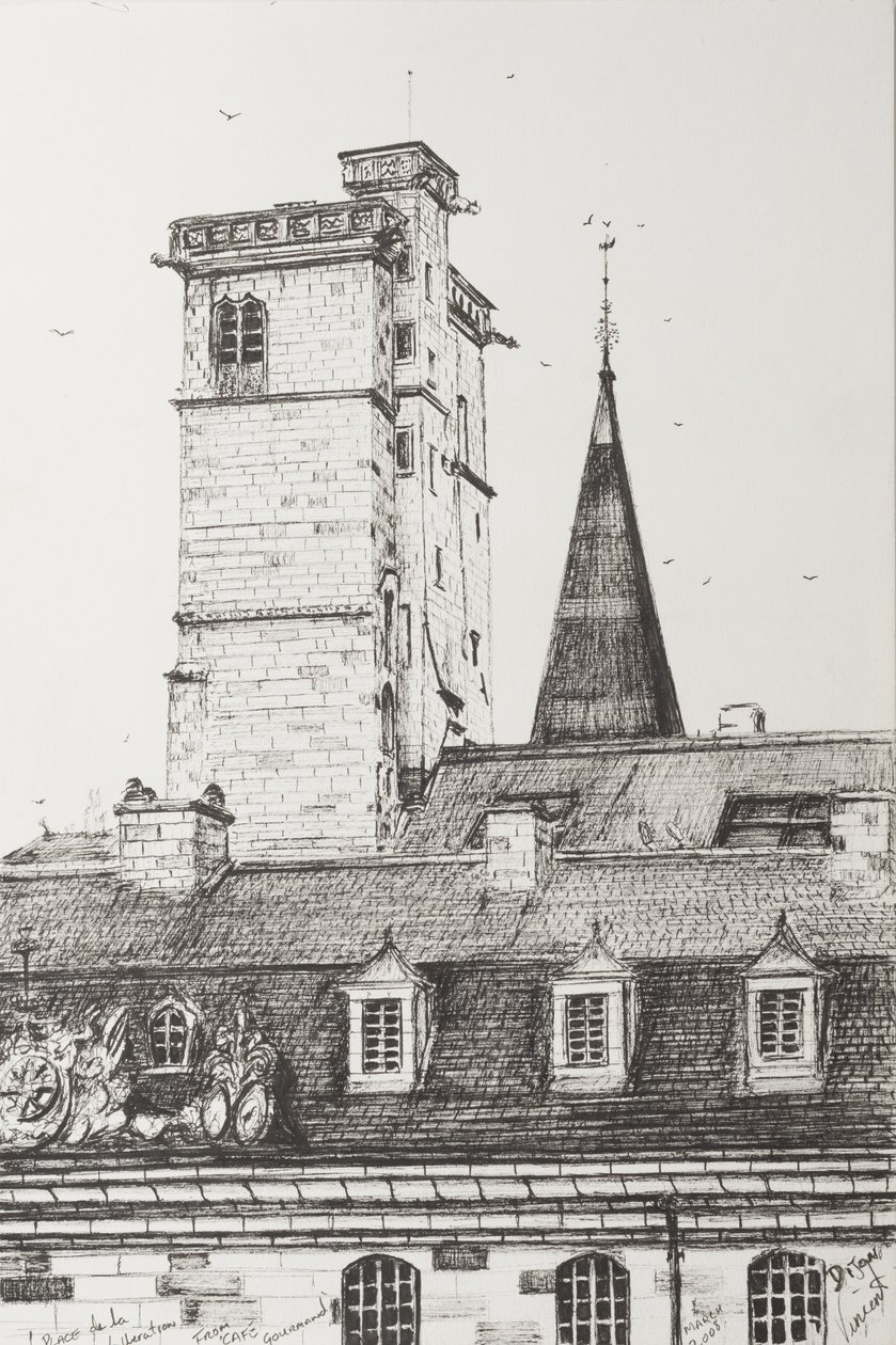 Dijon Rooftops, Francja, 2008, (tusz na papierze) autorstwa Vincent Alexander Booth