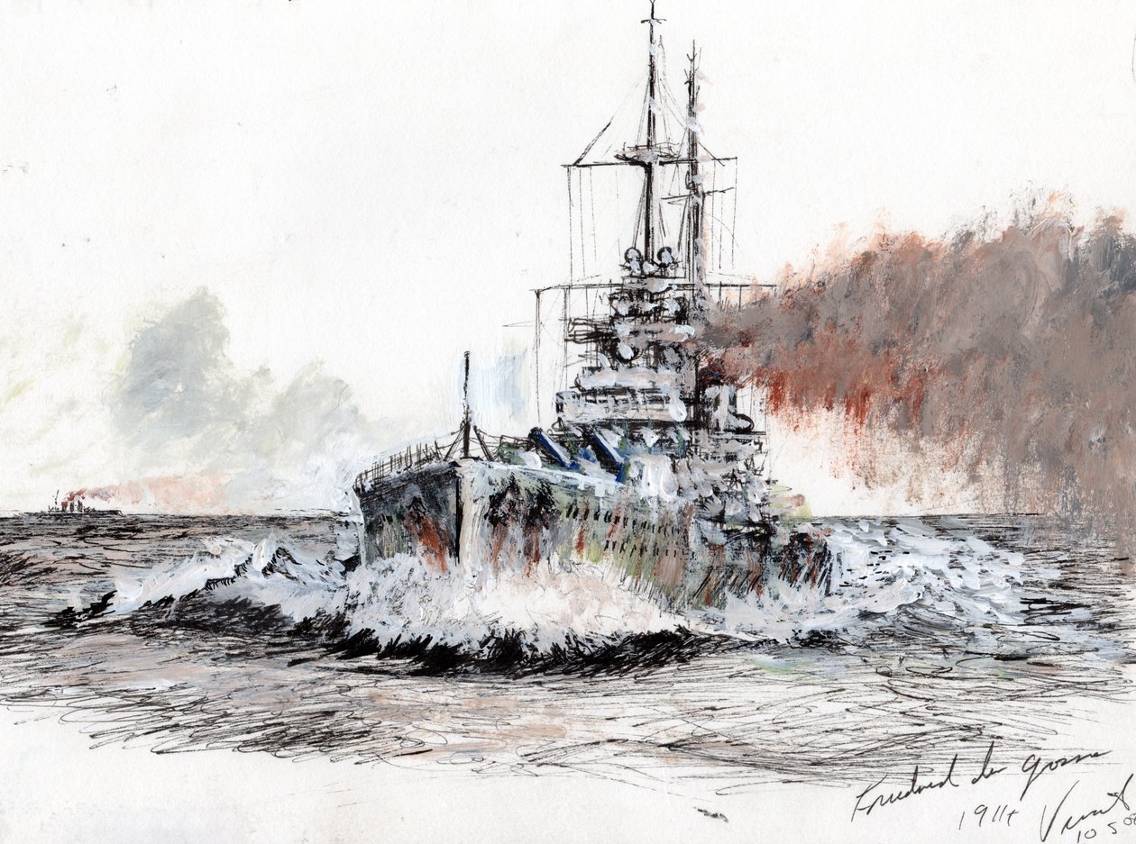 Friedrich der Grosse 1914, 2008, (Tusz akryl na papierze) autorstwa Vincent Alexander Booth
