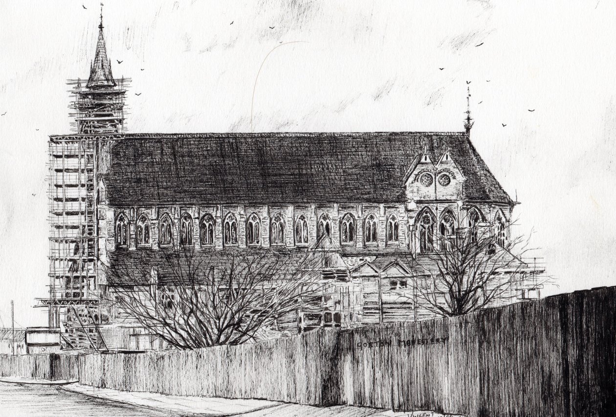 Klasztor Gorton, 2006, (tusz na papierze) autorstwa Vincent Alexander Booth