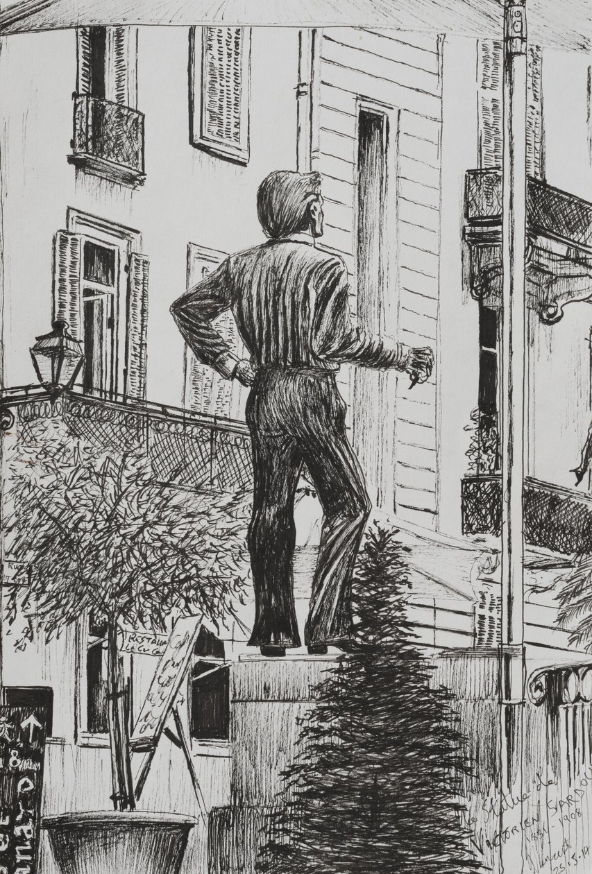 Statua w Cannet, 2014, (tusz na papierze) autorstwa Vincent Alexander Booth