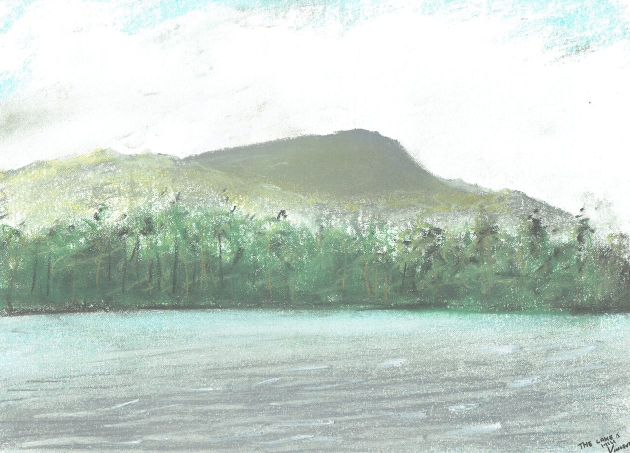 Jeziora i wzgórza, 2005, (pastele na papierze) autorstwa Vincent Alexander Booth