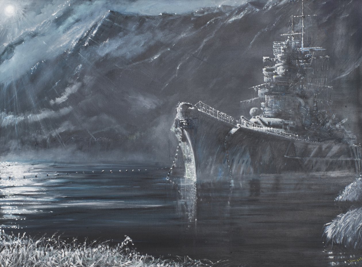 Tirpitz Samotna królowa północy 1944, 2007, (olej na płótnie) autorstwa Vincent Alexander Booth