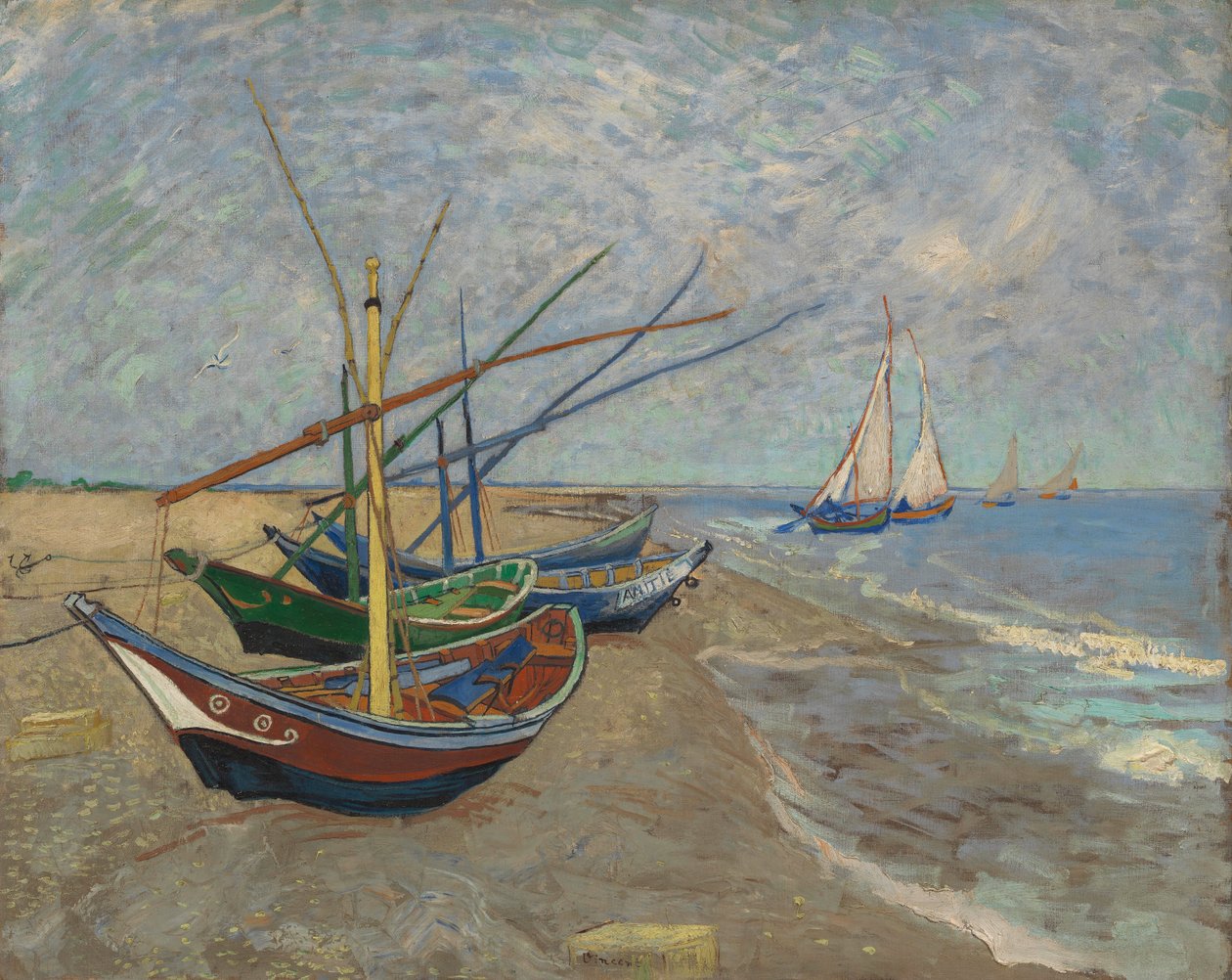 Łodzie rybackie na plaży w Les Saintes-Maries-de-la-Mer autorstwa Vincent van Gogh