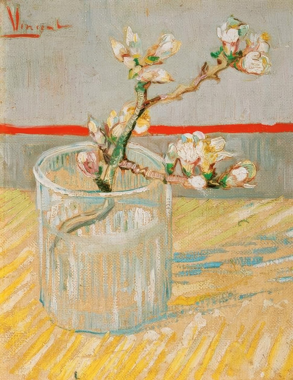 Gałązka kwitnącego drzewa migdałowego w słoiku autorstwa Vincent van Gogh