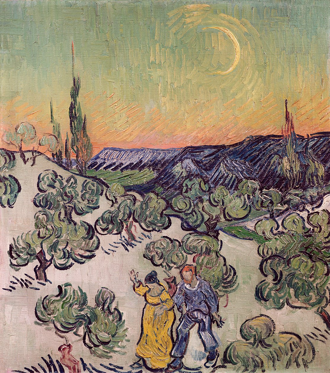 Księżycowy krajobraz, 1889 autorstwa Vincent van Gogh