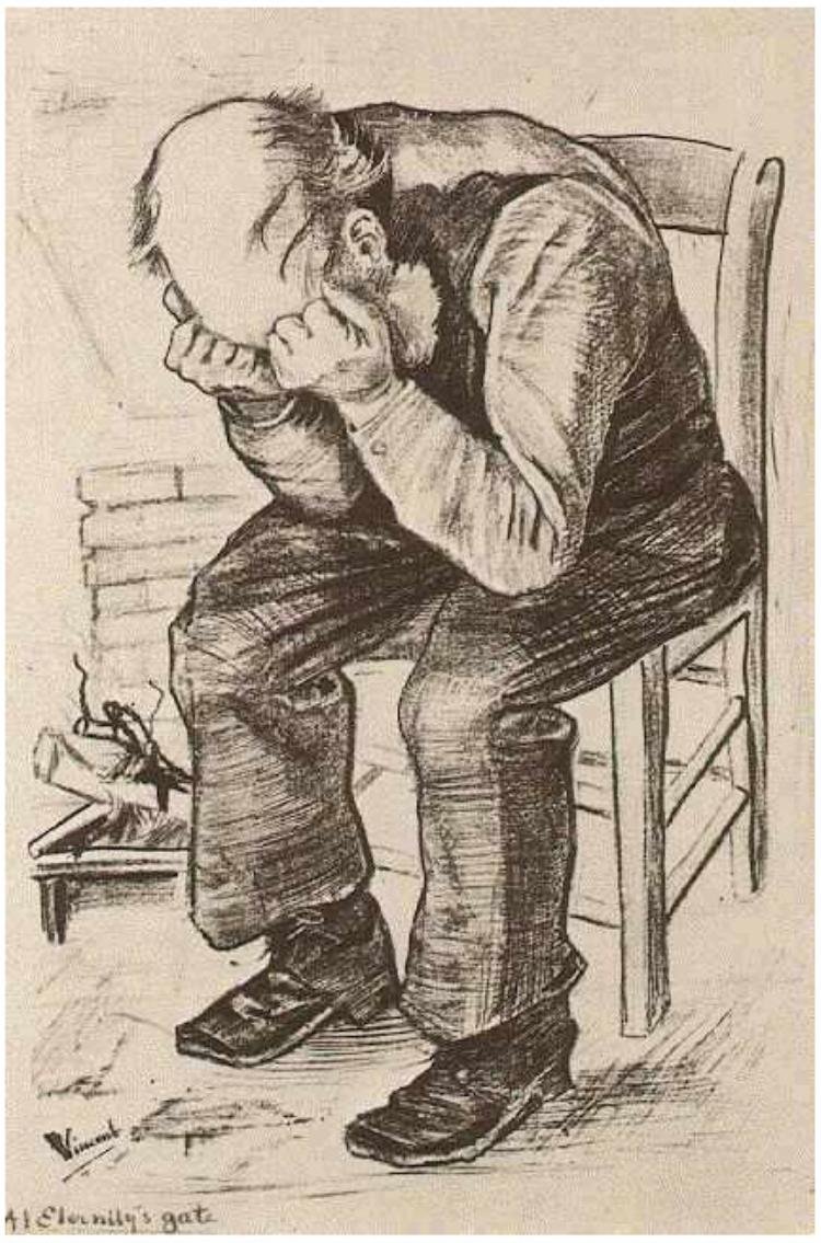 Stary człowiek z głową w dłoniach (U Bramy Wieczności) autorstwa Vincent van Gogh