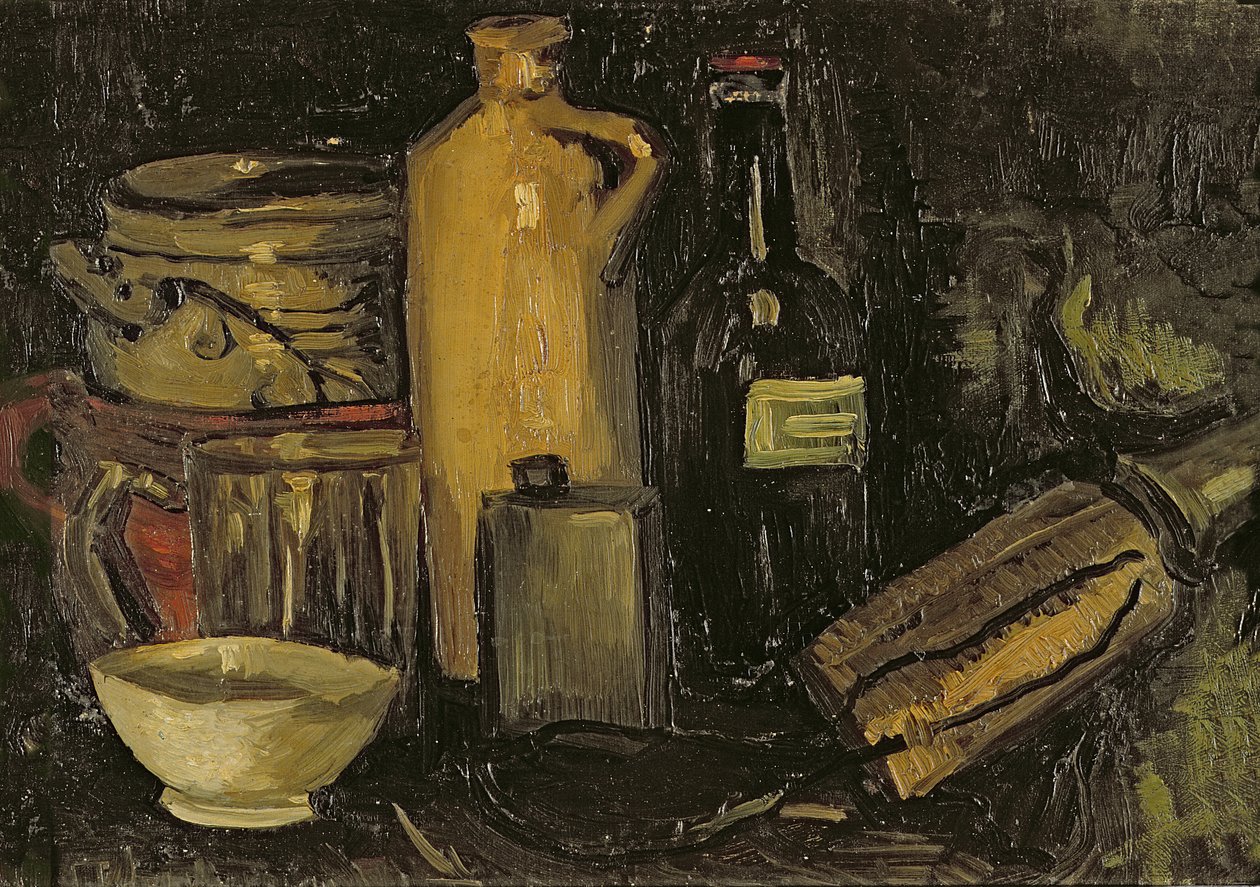 Martwa natura z garnkami, butelkami i kolbami, ok. 1886 r. autorstwa Vincent van Gogh