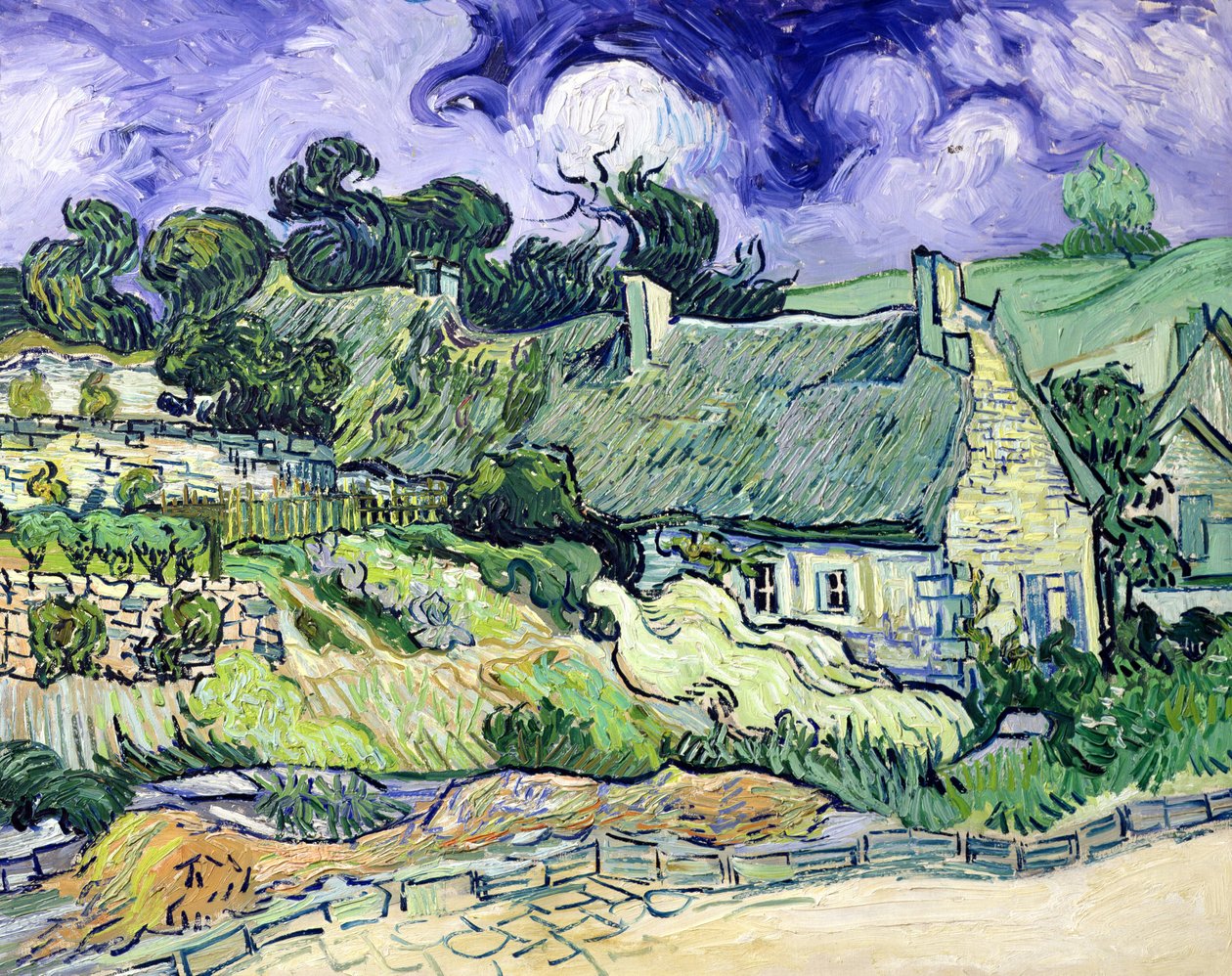 Domki kryte strzechą w Cordeville, Auvers-sur-Oise, 1890 autorstwa Vincent van Gogh